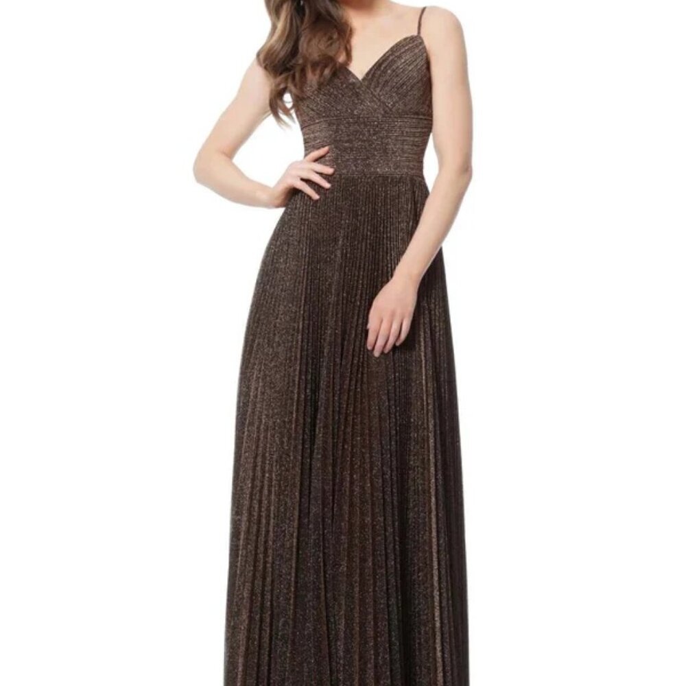 NWT! Jovani Gorgeous Gold Pleated Evening Gown